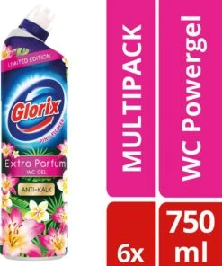 Glorix WC Powergel Toiletreiniger Pink Flower - 6 X 750 Ml - Voordeelverpakking -Levensrandproducten 1003x1200 1