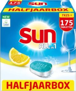 SUN® Sun All-In-1 Citroen Vaatwastabletten - 7 X 24 Tabletten - Voordeelverpakking -Levensrandproducten 1006x1200