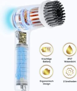 MostEssential Premium Elektrische Schoonmaakborstel 2023 Model – Elektrische Schrobber - Schrobborstel - Poetsmachine – Voor Badkamer Of Keuken - Inclusief 4 Borstelkoppen -Levensrandproducten 1013x1200 1