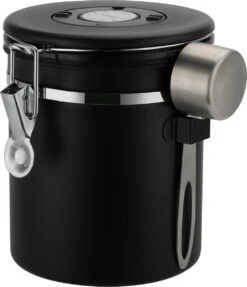 Koffie Bewaarbus Luchtdicht Met CO2 Uitlaat - Koffieblik Bewaarblik Voor 500 Gr Koffiebonen - Zwart - 1.2L