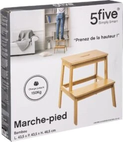 5Five - Bamboe Keukentrapje/opstapje Met 2 Treden 47 Cm - Keuken/badkamer Krukjes -Levensrandproducten 1043x1200