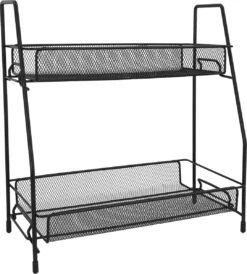 QUVIO Kruidenrekken Staal - Kruidenrek Staand - Kruidenrekken Zwart - Opbergrek - Opbergrekken Breedte Van 25 Tot 50 Cm - Opbergrek Zwart - Keukenrek - Keukenrek Staand 2 Laags - Zwart - Metaal -Levensrandproducten 1082x1200 3