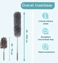 ForDig 7-Delige Plumeau Set - Duster Met Telescoopsteel Uitschuifbaar Tot 250 Cm - Inclusief Ragebol / Voegenborstel / Microvezel Doek / Chenille Borstel - Wasbaar - 360 Graden Draaibaar -Levensrandproducten 1113x1200 5