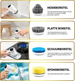 MostEssential Premium Elektrische Schoonmaakborstel 2023 Model – Elektrische Schrobber - Schrobborstel - Poetsmachine – Voor Badkamer Of Keuken - Inclusief 4 Borstelkoppen -Levensrandproducten 1117x1200 2