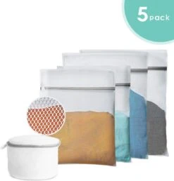 ForDig Wasnet Waszakjes (5 Stuks) Voor Lingerie En Fijne Was - Geschikt Voor Wasmachine - Met Rits - Wit