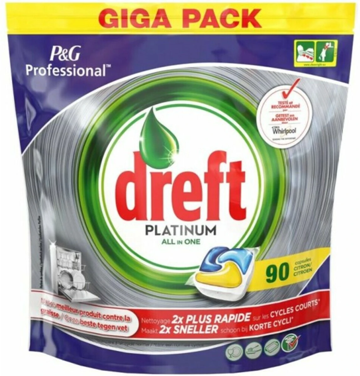 Dreft Platinum - All In One Lemon - 90 Stuks -Vaatwastabletten 1 Dreft Platinum - All In One Lemon - 90 Stuks -Vaatwastabletten