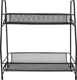 QUVIO Kruidenrekken Staal - Kruidenrek Staand - Kruidenrekken Zwart - Opbergrek - Opbergrekken Breedte Van 25 Tot 50 Cm - Opbergrek Zwart - Keukenrek - Keukenrek Staand 2 Laags - Zwart - Metaal -Levensrandproducten 1154x1200 5