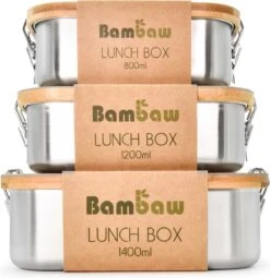Bamboe Lunch Box 1400 Ml | Broodbox | Ecologisch | Roestvrijstalen Lunchbox | Bentobox No Leak | Smaakloos | Bamboe Grote Broodtrommel | Lunchbox Volwassenen | Lunchbox RVS Bamboe | Bambaw -Levensrandproducten 1164x1200 4