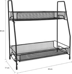 QUVIO Kruidenrekken Staal - Kruidenrek Staand - Kruidenrekken Zwart - Opbergrek - Opbergrekken Breedte Van 25 Tot 50 Cm - Opbergrek Zwart - Keukenrek - Keukenrek Staand 2 Laags - Zwart - Metaal -Levensrandproducten 1167x1200 3