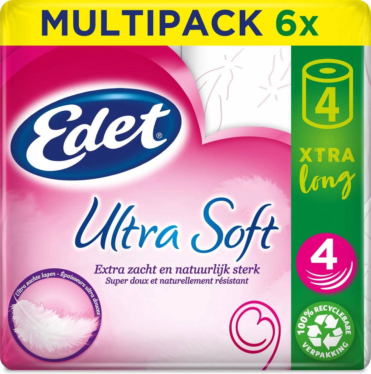 Edet Ultra Soft Xtra Long 4-laags Toiletpapier - 24 = 48 Rollen 2 Edet Ultra Soft Xtra Long 4-laags Toiletpapier - 24 = 48 Rollen - Afbeelding 2
