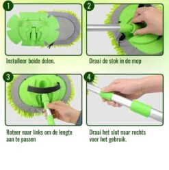 Merkloos Professionele Telescopische Wasborstel + Tonova Pen - Auto Schoonmaakborstel - Anti Slip - Auto, Caravan & Camper - Uitschuifbaar - Groen -Levensrandproducten 1190x1200 12