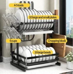 Doogo® Afdruiprek Met Lekbak 2 Laags – Inklapbaar - Muur Hangen Mogelijke - Afwasrek – Met 2 Lekbakken – Extra Accessories Voor Servies En Snijplanken - RVS 19 Doogo® Afdruiprek Met Lekbak 2 Laags – Inklapbaar - Muur Hangen Mogelijke - Afwasrek – Met 2 Lekbakken – Extra Accessories Voor Servies En Snijplanken - RVS -Levensrandproducten 1195x1200 2