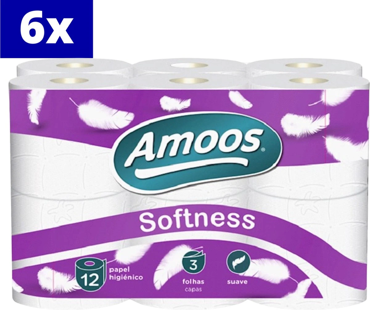 Amoos 3-laags Toiletpapier 72 Rollen - Wc-papier (6 X 12 Rollen) - Extra Zacht 1 Amoos 3-laags Toiletpapier 72 Rollen - Wc-papier (6 X 12 Rollen) - Extra Zacht