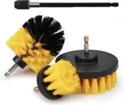Merkloos 4-delige Borstelset Voor Boormachine - Inclusief Verlengstuk - Opzetborstels - Schrobborstel - Schuurborstel - Schoonmaakborstel - Tapijtreiniger - Brush - Geel - Gratis Verzending -Levensrandproducten 1200x1016 2