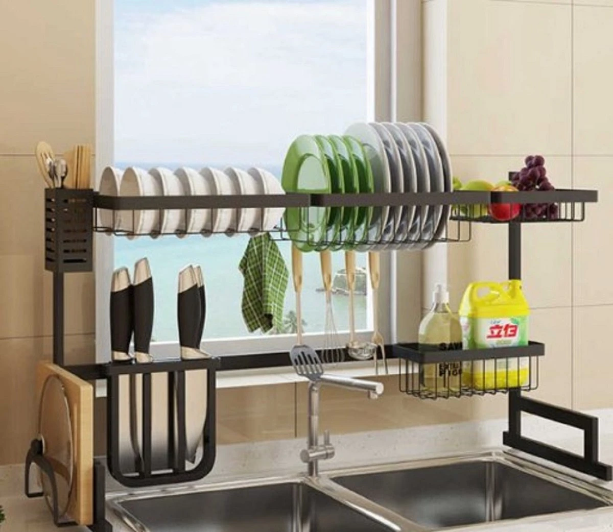 Sens Design Afwasrek Zwart - Afdruiprek - 82,5 Cm - RVS 3 Sens Design Afwasrek Zwart - Afdruiprek - 82,5 Cm - RVS - Afbeelding 3