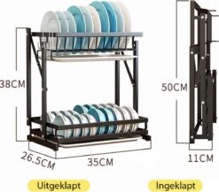 Doogo® Afdruiprek Met Lekbak 2 Laags – Inklapbaar - Muur Hangen Mogelijke - Afwasrek – Met 2 Lekbakken – Extra Accessories Voor Servies En Snijplanken - RVS 14 Doogo® Afdruiprek Met Lekbak 2 Laags – Inklapbaar - Muur Hangen Mogelijke - Afwasrek – Met 2 Lekbakken – Extra Accessories Voor Servies En Snijplanken - RVS -Levensrandproducten 1200x1056