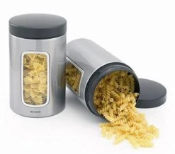 Brabantia Voorraadbus - 1,4 L - Matt Steel Fingerprint Proof / Matt Black Deksel - Met Venster -Levensrandproducten 1200x1060 1