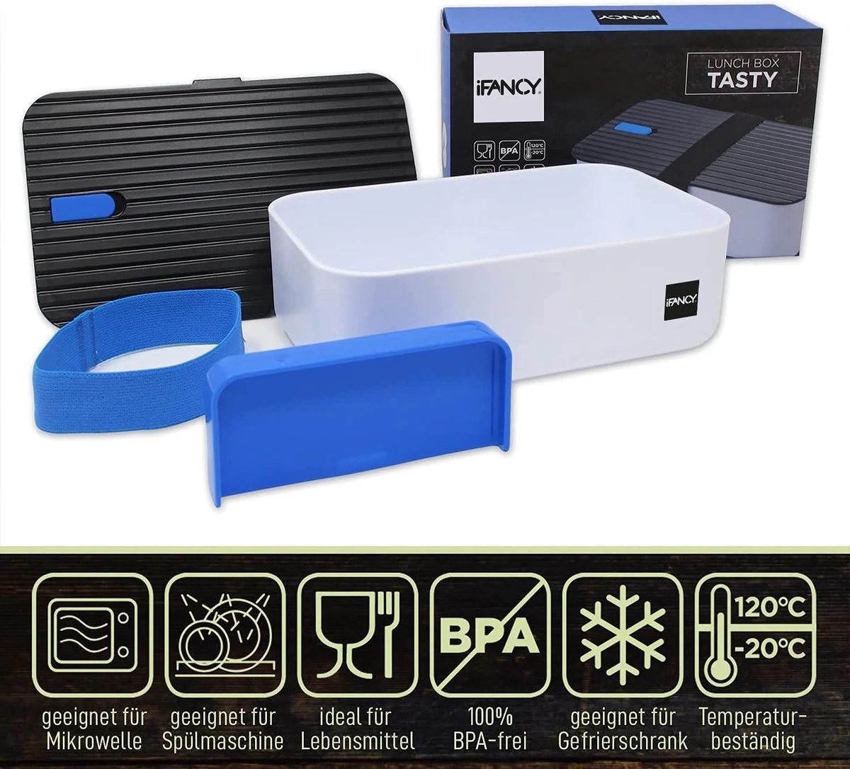 IFancy Lunchbox Tasty - Bento Lunch Box 1000ml - Dicht & Lekvrij Voor Kinderen & Volwassenen - Kantoor & School - BPA Vrij - Vaatwasser Magnetron & Vriezer Lunch Box (Blauw) 5 IFancy Lunchbox Tasty - Bento Lunch Box 1000ml - Dicht & Lekvrij Voor Kinderen & Volwassenen - Kantoor & School - BPA Vrij - Vaatwasser Magnetron & Vriezer Lunch Box (Blauw) - Afbeelding 5