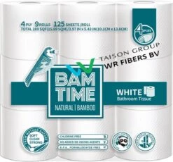 BAMTIME BamboeTissuepapier 4-laags Wc Papier - Wit Color Gebleekt 27 (3*9) Rollen -Levensrandproducten 1200x1115 1
