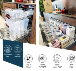 Empyrea Set Van 24 Luchtdichte Vershouddozen, Voorraad Bussen Opslag En Organisatie, Keuken En Voedselcontainer, Voorraadpotten Van Kunststof, BPA-vrij, 72 Etiketten, 3 Markers En 8 Lepels Meegeleverd | Keuken Organizer Voorraadcontainers -Levensrandproducten 1200x1117 3