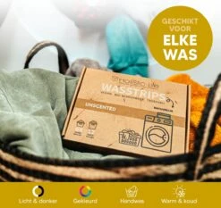 Wasmiddeldoekjes - Ongeparfumeerd Wasstrips 64 Wasbeurten – Wasmiddel Wasdoekjes - Natuurlijke Wasverzachter – Vegan – Zero Waste -Levensrandproducten 1200x1131