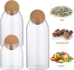 Igoods Helderglazen - Voorraadpot Met Kurkbal - Thee- En Koffiebus Met Bolvormig Houten Deksel - Voedselblikken - Keukenopslag - Opslagpotten 14 Igoods Helderglazen - Voorraadpot Met Kurkbal - Thee- En Koffiebus Met Bolvormig Houten Deksel - Voedselblikken - Keukenopslag - Opslagpotten -Levensrandproducten 1200x1132 5