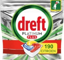 Dreft Platinum Plus All In One Lemon - 190 Stuks (2x95) - Voordeelverpakking - Vaatwastabletten