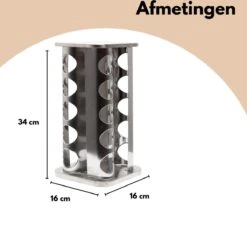 Pazzo Goods - Kruidenrek Staand - Kruidenrek Met Potjes - Zilver - RVS - Kruidenrek Draaibaar - 20 Kruidenpotjes - Inclusief Stickers & Stift - Kruiden Carrousel -Levensrandproducten 1200x1144 3