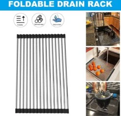 IBright Oprolbare Afdruiprek - Pannen Rooster Hittebestendig - Afdruiprooster - Pannenonderzetter - RVS Zwart -Levensrandproducten 1200x1155 1