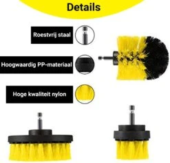 Merkloos 4-delige Borstelset Voor Boormachine - Inclusief Verlengstuk - Opzetborstels - Schrobborstel - Schuurborstel - Schoonmaakborstel - Tapijtreiniger - Brush - Geel - Gratis Verzending -Levensrandproducten 1200x1156 9