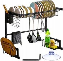 Afdruiprek Droger Zwart Voor Bestek Boven De Gootsteen 65 Cm X 29 Cm X 52 Cm -Levensrandproducten 1200x1167