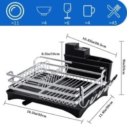 Doogo® Afdruiprek Met Bestekkorf En Lekbak Voor Keukenborden En Bestek Afdruiprek Met Draaibare Uitloop -Levensrandproducten 1200x1173 4