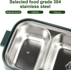 Lunchbox, Bento Box Voor Volwassenen Kinderen, Kinderlunchbox Met Compartimenten, 3-laags Lekvrije Bento-lunchbox Met Vork, Lepel, Geschikt Voor Lunchbox Voor Werk, Kantoor, School (2,25L Groen) -Levensrandproducten 1200x1188 19
