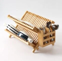 Merkloos Decopatent® Afdruiprek Voor Afwas - Bamboe - Hout - Inklapbaar Afdruiprek - Afwasrekje Inclusief Bestekhouder - Afwas Druiprek -Levensrandproducten 1200x1190 2