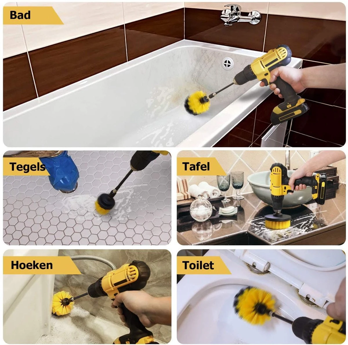 ESSIBLE Schrobborstel - Polypropyleen - Borstel Boormachine - Schrobborstel - Schuurborstel - Automatische Reiniging - 3 Delige Borstelset Voor Boormachine 4 ESSIBLE Schrobborstel - Polypropyleen - Borstel Boormachine - Schrobborstel - Schuurborstel - Automatische Reiniging - 3 Delige Borstelset Voor Boormachine - Afbeelding 4