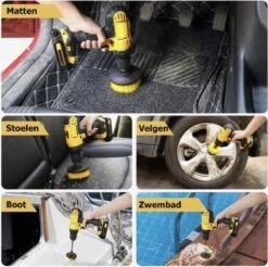 Merkloos 4-delige Borstelset Voor Boormachine - Inclusief Verlengstuk - Opzetborstels - Schrobborstel - Schuurborstel - Schoonmaakborstel - Tapijtreiniger - Brush - Geel - Gratis Verzending -Levensrandproducten 1200x1195 9
