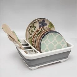 Merkloos Afdruiprek Voor Afwas - Afwasrek - Opvouwbaar - Inklapbaar - Compact - Vaatwasrek Met Bestekrekje -Levensrandproducten 1200x1197 10