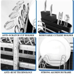Doogo® Afdruiprek Met Bestekkorf En Lekbak Voor Keukenborden En Bestek Afdruiprek Met Draaibare Uitloop -Levensrandproducten 1200x1199 18