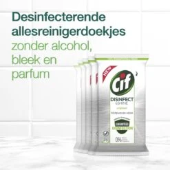 Cif Disinfect & Shine Wipes Doden 99,99% Van De Bacteriën Original Desinfecterende Schoonmaakdoekjes, Van 100% Biologisch Afbreekbaar Textiel 5 X 75 Doekjes -Levensrandproducten 1200x1200 1024