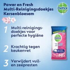 Dettol - Schoonmaakdoekjes - Power & Fresh - Kersenbloesem - 80 Stuks X8 -Levensrandproducten 1200x1200 1051