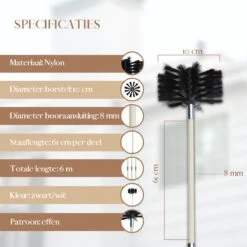 Waay Lifestyle Schoorsteenveegset - Schoorsteenborstel 6 Meter - Schoorsteenreiniger - Schrobborstels - Schoorsteenveger - Flexibele Steel - Geschikt Voor Boormachine - Wit -Levensrandproducten 1200x1200 1489