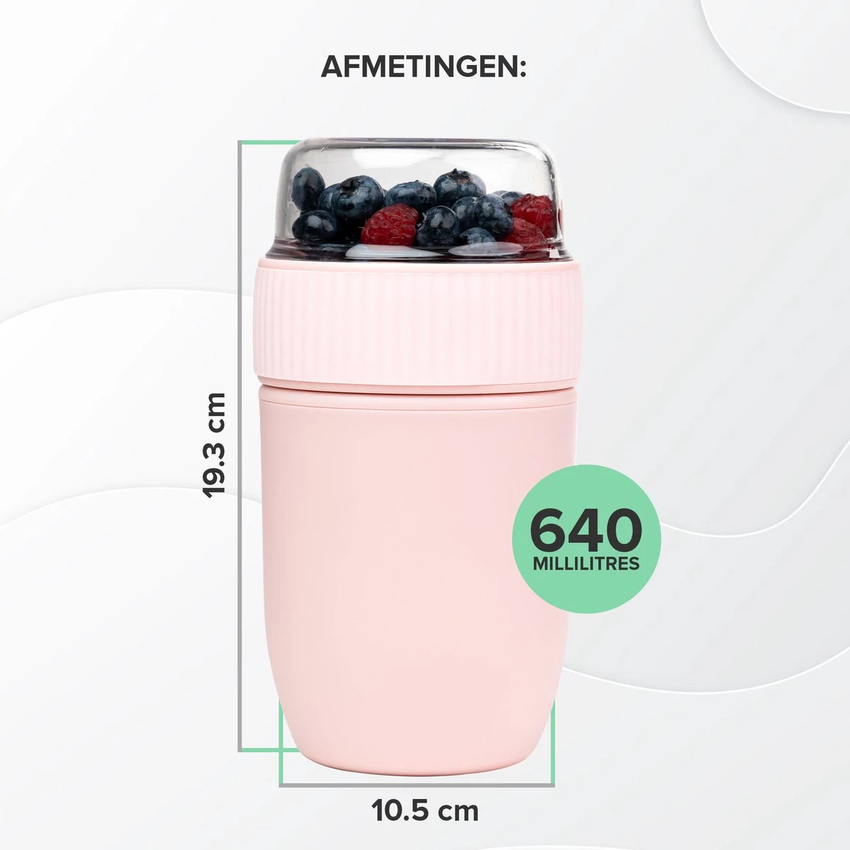 Coninx Yoghurtbeker To Go - Muesli Beker To Go - Lunchbeker - Mueslibeker 640ml (450ml+190ml) - Roze 2 Coninx Yoghurtbeker To Go - Muesli Beker To Go - Lunchbeker - Mueslibeker 640ml (450ml+190ml) - Roze - Afbeelding 2