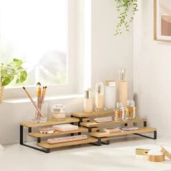 Kruidenrekken, Set Van 2, Keukenrekken, Met 3 Planken, Bamboe, Uitschuifbaar, Stapelbaar, Voor Keuken, Werkblad, Zwart -Levensrandproducten 1200x1200 1571