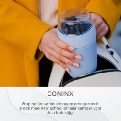 Coninx Yoghurtbeker To Go - Muesli Beker To Go - Lunchbeker - Mueslibeker 640ml ( 450ml+190ml ) - Blauw -Levensrandproducten 1200x1200 1608