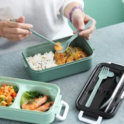 Lunchbox - Meal Prep Bakjes - Lunch Box Met Deksel - Meal Prep – Bento Box - Lunchtrommel Met Bestek Groen -Levensrandproducten 1200x1200 1616