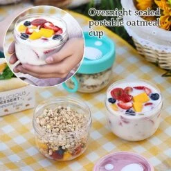 Deluqse Overnight Oats Potjes - Overnights Oats Beker - Set Van 3 - Oats Potjes - Overnight Oats Jar - Muesli Beker - Havermout Potjes -Levensrandproducten 1200x1200 1631