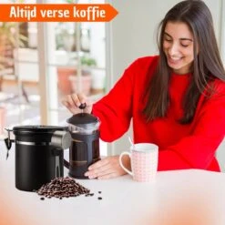 Koffie Bewaarbus Luchtdicht Met CO2 Uitlaat - Koffieblik Bewaarblik Voor 500 Gr Koffiebonen - Zwart - 1.2L -Levensrandproducten 1200x1200 1664