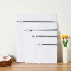 Merkloos Laundry Bag | Waszak | Set Van 4 Waszakken Met Rits | Transparant | Wasnet | Waszakjes | Vakantie Als Kledingsorteerder | Groot Formaat | Laken/schoenen/bh/ondergoed/kleding