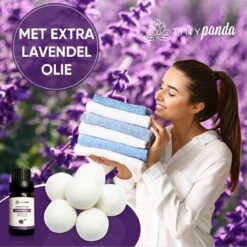 Merkloos Droger Ballen XL 6 Stuks Inclusief Lavendelolie – Zero Waste Dryer Balls - Duurzaam – Wasverzachter – Herbruikbare Drogerballen – Droogt De Was Sneller – Tiny Panda -Levensrandproducten 1200x1200 411