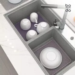 BODO Gootsteenmat Siliconen Donker Grijs - 34.5 X 34.5 Cm - Keuken Accessoires - Gootsteen Beschermer - Onderzetters Siliconen - Anti Kras -Levensrandproducten 1200x1200 827